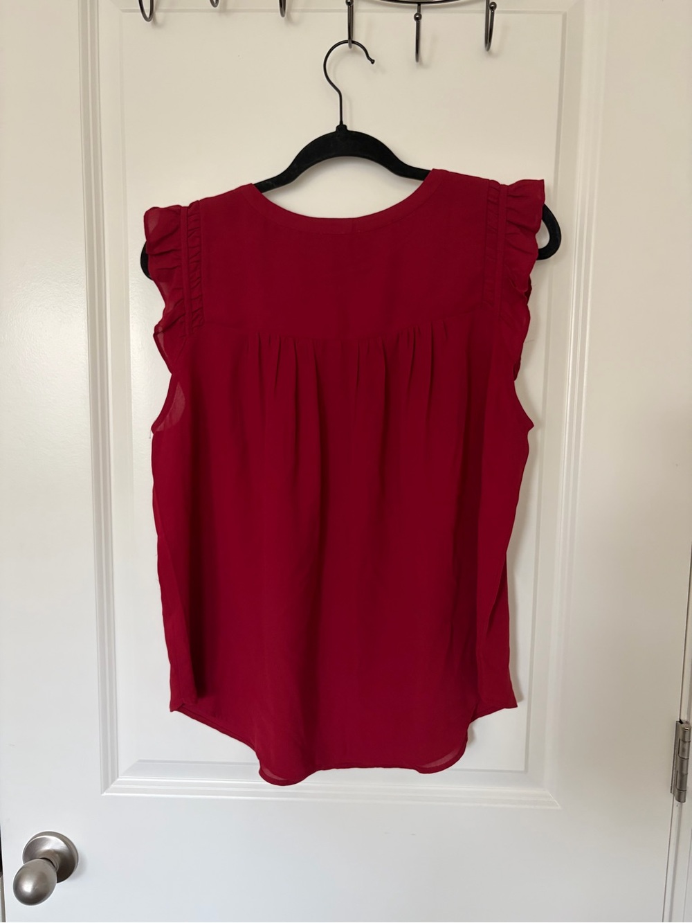 LOFT Sleeveless Ruffle Keyhole Shell Top - Red - Picture 2 of 4